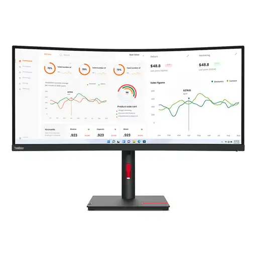 Lenovo ThinkVision T34w-30 LED display 86,4 cm (34\) 3440 x 1440 Pixeles Wide Quad