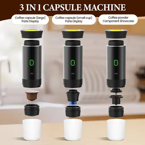 Cafetera Portátil 3 en 1, 80 ml, 15 bares, recargable USB-C KLACK