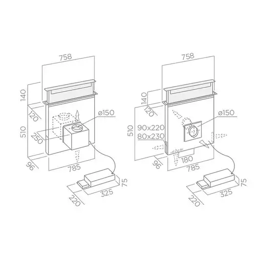 Elica Pandora GME BL/A/90 De superficie Negro 680 m³/h