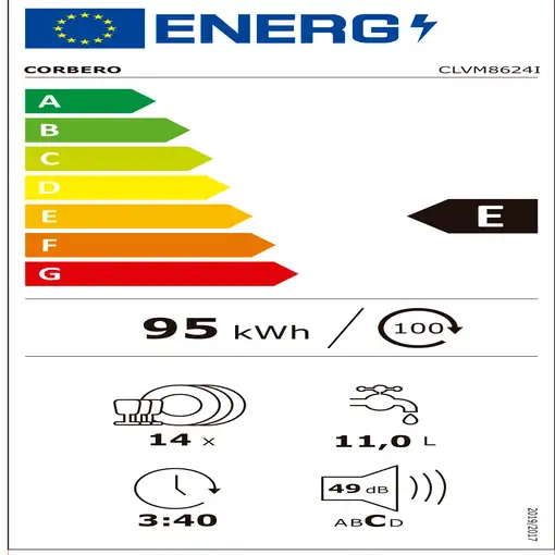 Lavavajillas 598 mm 14 place settings CLVM8624I CORBERO