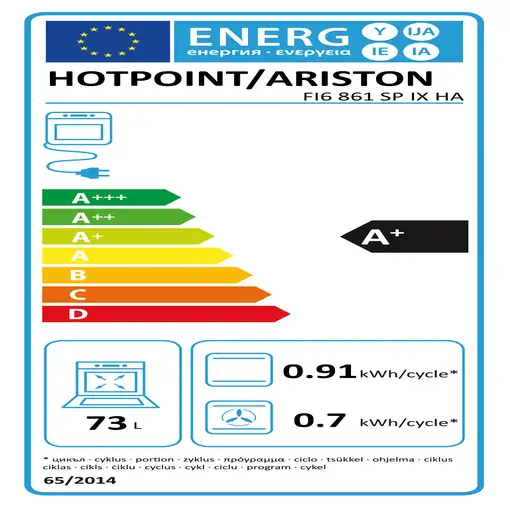 Horno 73 L Negro 859990968620 HOTPOINT