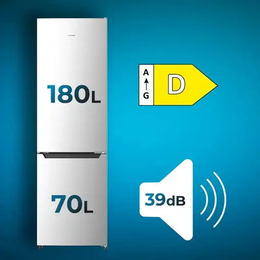 Cecotec Bolero CoolMarket Combi Inox D Frigorífico Combi 250 L Plata