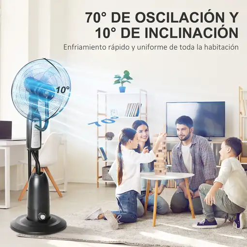 Ventilador Nebulizador Oscilante 90W con Control Remoto 3 Velocidades HOMCOM
