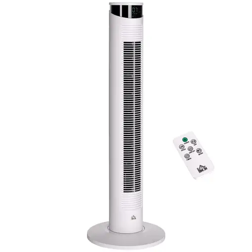 Ventilador de Torre Oscilante 45W con Control Remoto Ø31,5x93 cm Blanco HOMCOM