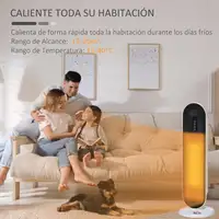 Calefactor Cerámico Torre 1200W/2000W con Mando para 20 m² 21x21x63,5 cm HOMCOM