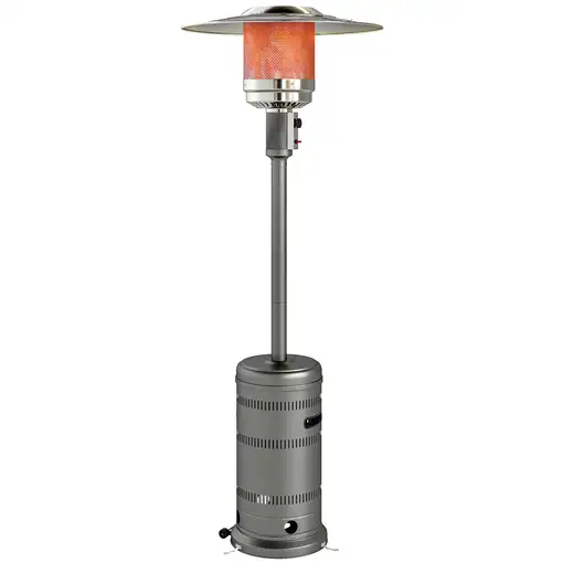 Estufa de Gas Butano 13 KW con Sistema Antivuelco y Ruedas Gris Outsunny