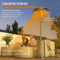 Estufa de Gas Butano 13 KW con Sistema Antivuelco y Ruedas Gris Outsunny