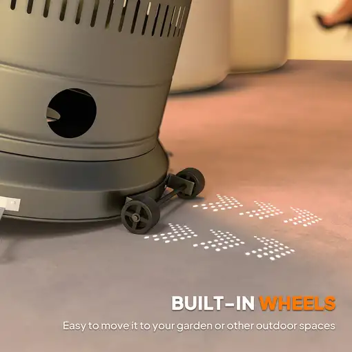 Estufa de Gas Butano 13000W con Sistema Antivuelco y Ruedas Gris Outsunny