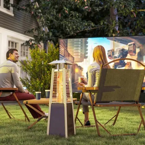 Estufa de Gas Butano Portátil 3000W con Sistema Antivuelco Bronce Outsunny