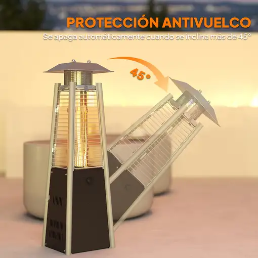 Estufa de Gas Butano Portátil 3000W con Sistema Antivuelco Bronce Outsunny