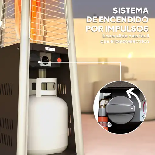Estufa de Gas Butano Portátil 3000W con Sistema Antivuelco Bronce Outsunny