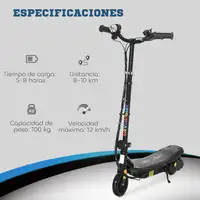 Patinete Eléctrico para Niños de 7-14 Años Plegable Max. 12 km/h Negro HOMCOM