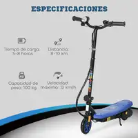 Patinete Eléctrico para Niños de 7-14 Años Plegable Max. 12 km/h Azul HOMCOM