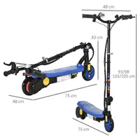 Patinete Eléctrico para Niños de 7-14 Años Plegable Max. 12 km/h Azul HOMCOM