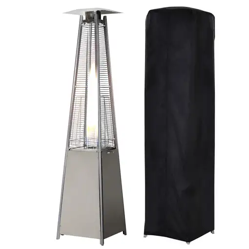 Estufa de Gas Exterior Pirámide 10,5 KW de Acero Inoxidable con Ruedas Outsunny Estufa de Gas Exterior Pirámide 10,5 KW de Acero Inoxidable con Ruedas Outsunny