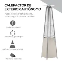 Estufa de Gas Exterior Pirámide 10,5 KW de Acero Inoxidable con Ruedas Outsunny