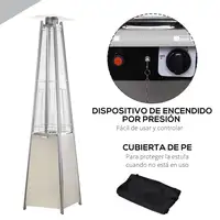 Estufa de Gas Exterior Pirámide 10,5 KW de Acero Inoxidable con Ruedas Outsunny