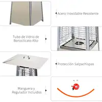 Estufa de Gas Exterior Pirámide 10,5 KW de Acero Inoxidable con Ruedas Outsunny