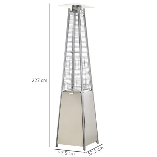 Estufa de Gas Exterior Pirámide 10,5 KW de Acero Inoxidable con Ruedas Outsunny