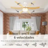 Ventilador de Techo 20,5W Ø132 cm con Mando a Distancia Luz LED y 3 Aspas HOMCOM Ventilador de Techo 20,5W Ø132 cm con Mando a Distancia Luz LED y 3 Aspas HOMCOM