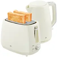 Juego de Tostador para 2 Rebanadas y Hervidor 2200W 1,7L Crema HOMCOM