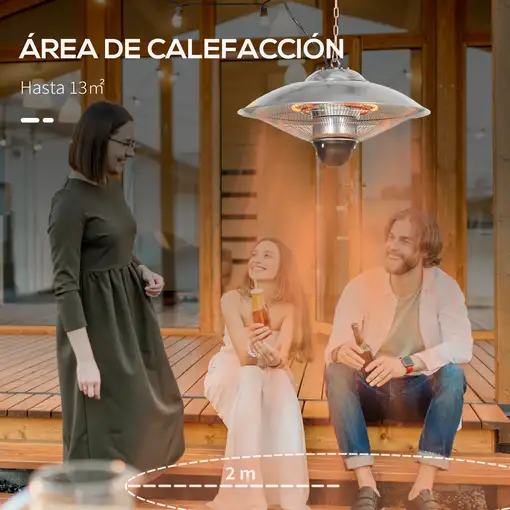 Hanging Calefactor Exterior de Techo 1010/2210W Ø58,5x33cm Outsunny