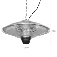 Hanging Calefactor Exterior de Techo 1010/2210W  Ø58,5x33cm Outsunny