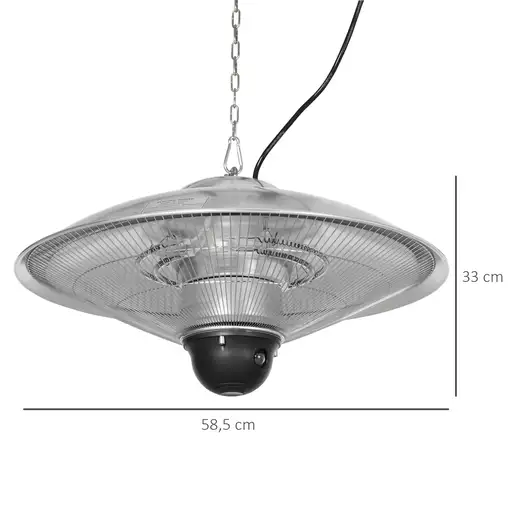 Hanging Calefactor Exterior de Techo 1010/2210W Ø58,5x33cm Outsunny