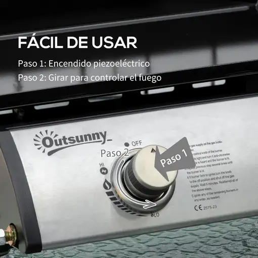 Plancha de Gas Sobremesa con 2 Quemadores 6 kW 48,5x48x21 cm Negro Outsunny