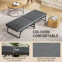 Cama Plegable 70x180 cm con Colchón de Espuma y Ruedas Gris HOMCOM