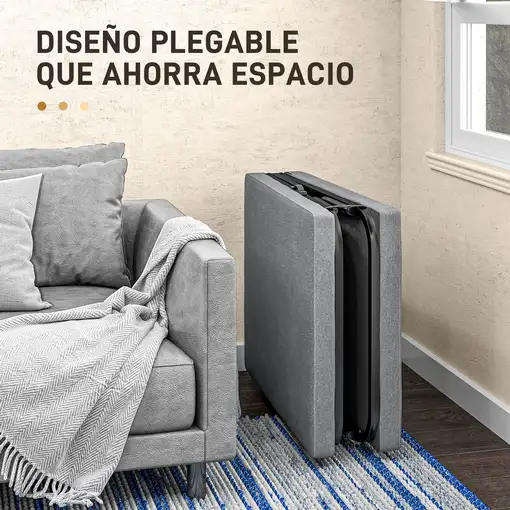 Cama Plegable 70x180 cm con Colchón de Espuma y Ruedas Gris HOMCOM