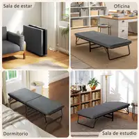 Cama Plegable 70x180 cm con Colchón de Espuma y Ruedas Gris HOMCOM