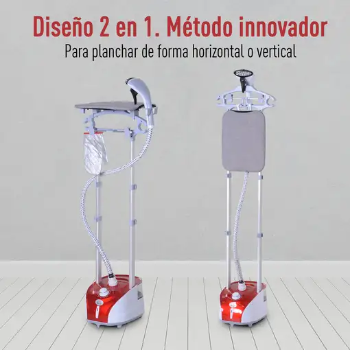 Cepillo de Vapor para Ropa 1800W Temperatura Ajustable a 11 Niveles 2L HOMCOM