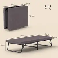 Cama Plegable 70x180 cm con Colchón de Espuma y Ruedas Marrón HOMCOM