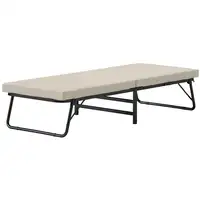 Cama Plegable 70x180 cm con Colchón de Espuma y Ruedas Crema HOMCOM