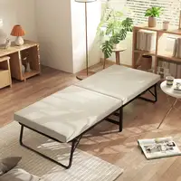 Cama Plegable 70x180 cm con Colchón de Espuma y Ruedas Crema HOMCOM