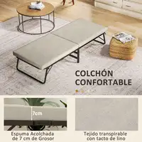 Cama Plegable 70x180 cm con Colchón de Espuma y Ruedas Crema HOMCOM