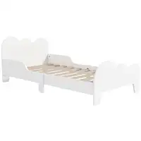 Cama para Niños de +3 Años 140x70 cm con Barandilla Carga 80 kg Blanco AIYAPLAY