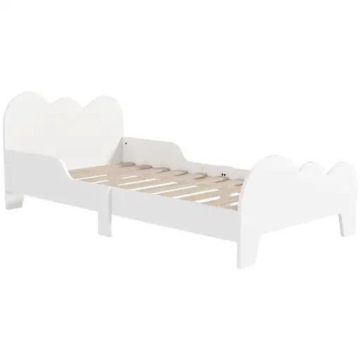 Cama para Niños de +3 Años 140x70 cm con Barandilla Carga 80 kg Blanco AIYAPLAY