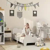 Cama para Niños de +3 Años 140x70 cm con Barandilla Carga 80 kg Blanco AIYAPLAY