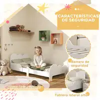 Cama para Niños de +3 Años 140x70 cm con Barandilla Carga 80 kg Blanco AIYAPLAY
