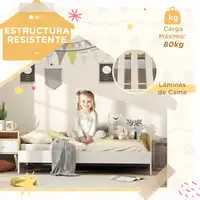 Cama para Niños de +3 Años 140x70 cm Carga 80 kg Blanco y Natural AIYAPLAY