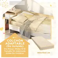 Cama para Niños de +3 Años 140x70 cm Carga 80 kg Blanco y Natural AIYAPLAY