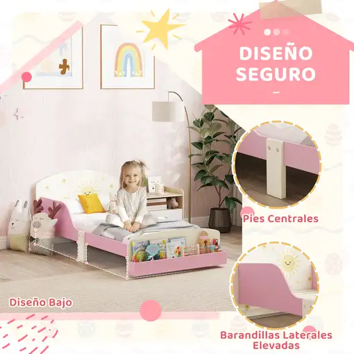 Cama infantil 70x140 cm de Madera con Almacenaje Dibujos de Estrellas AIYAPLAY