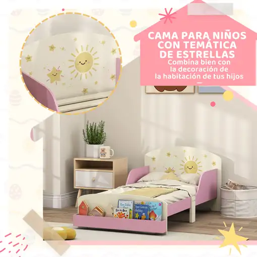 Cama infantil 70x140 cm de Madera con Almacenaje Dibujos de Estrellas AIYAPLAY