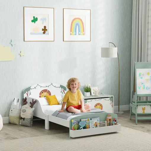 Cama infantil 70x140 cm de Madera con Almacenaje Dibujo de León AIYAPLAY