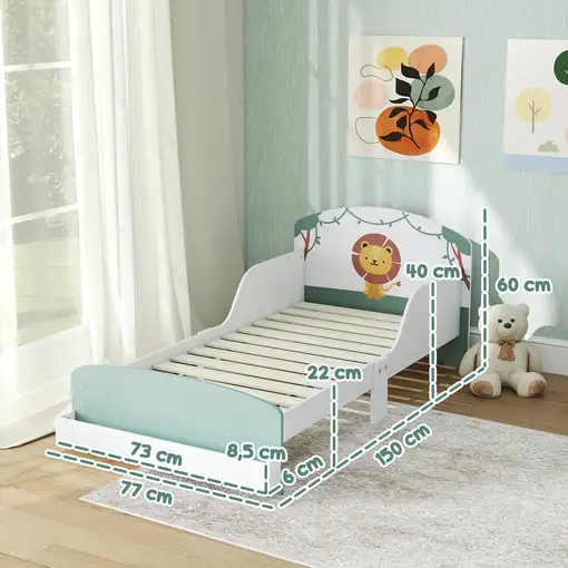 Cama infantil 70x140 cm de Madera con Almacenaje Dibujo de León AIYAPLAY