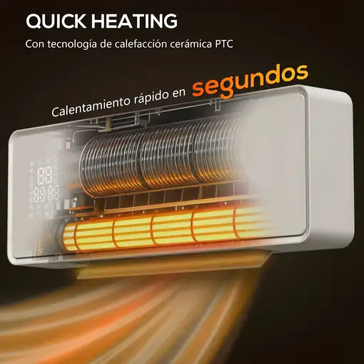 Calefactor Eléctrico Bajo Consumo de Pared 2000W con 3 Modos Pantalla LED HOMCOM
