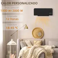 Calefactor Eléctrico de Pared 1000W/2000W Control Remoto 54,5x12x21,5 cm HOMCOM