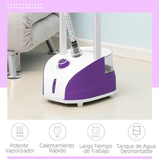 Plancha Vertical 1950W 2 L con Temperatura Ajustable en 11 Niveles Morado HOMCOM